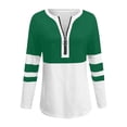 thumbnail image 5 of Oiangi Half Zip Shirts Women Patchwork Long Sleeve Pullover Top Loose Fit Comfy Blouses for Fall Winter Green L, 5 of 6