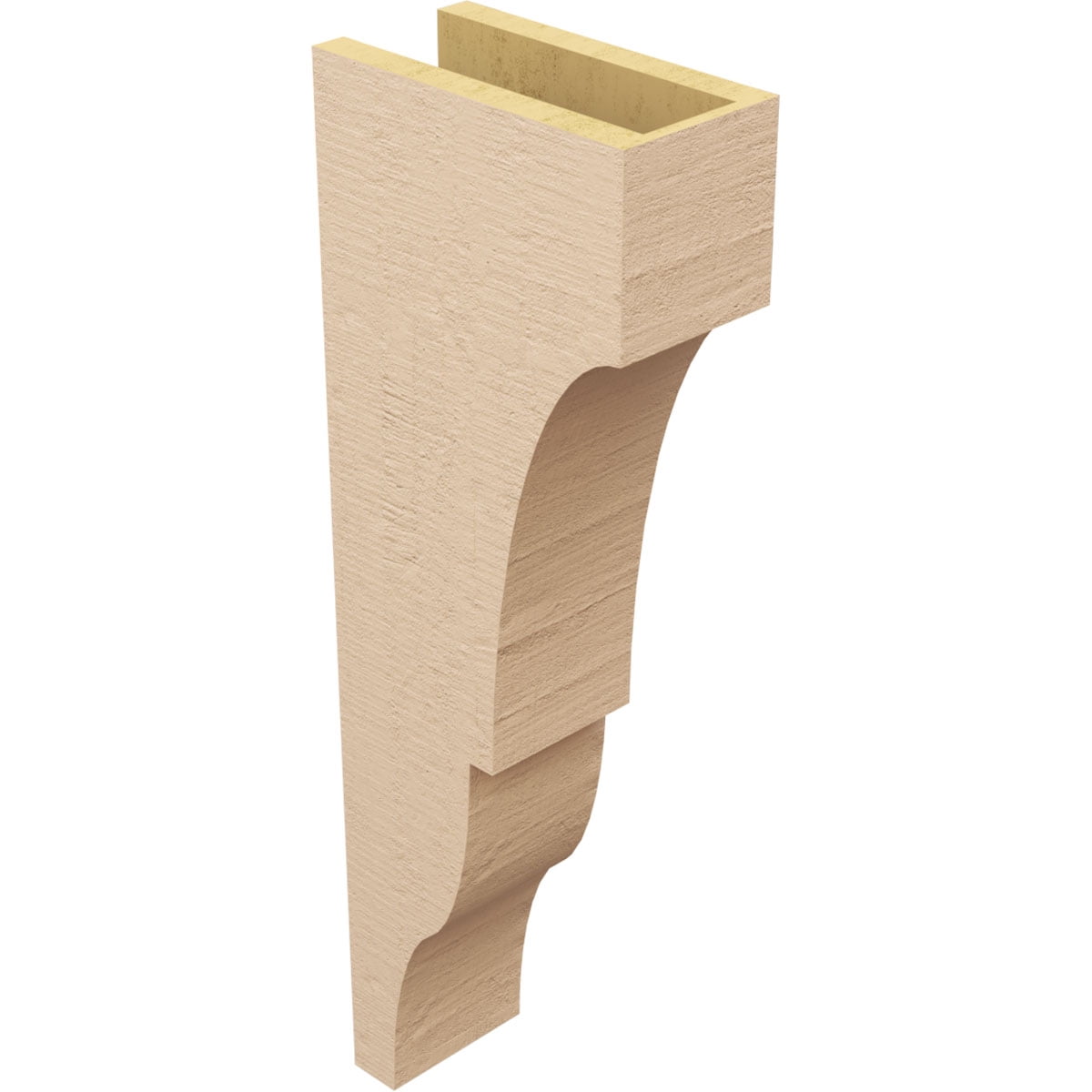 5"W x 10"D x 30"H Thin Asheboro Rough Cedar Woodgrain TimberThane Corbel, Primed Tan