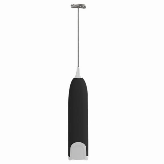 Electric Handheld Stainless Steel Blender Milk Frother Egg Beater Dry Cell Coffee Stirring Stick Black