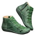 thumbnail image 3 of Women's Casual Flat Leather Retro Lace Up Boots Side Zipper Round Toe Shoe Boots, 3 of 6