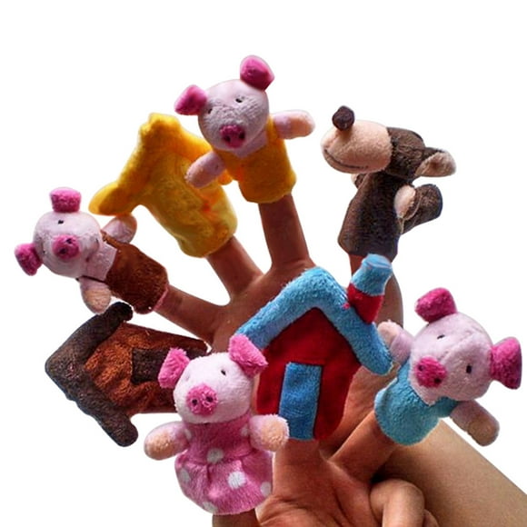 8-Piece Soft Animal Finger Puppets for Fairy Tale The Three Little Pigs Children Story Time Toys