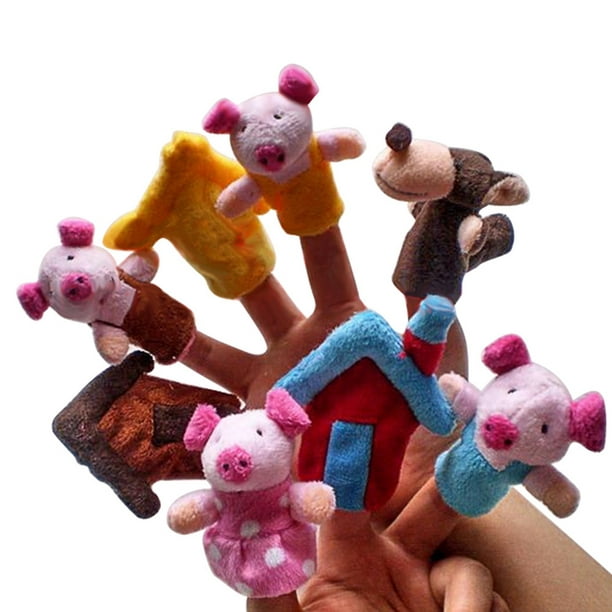 Marionnettes à Doigts d'Animaux Doux, 8 Pièces, pour Conte de Fées, les Trois Petits Cochons, Jouets pour Enfants, Heure du Conte