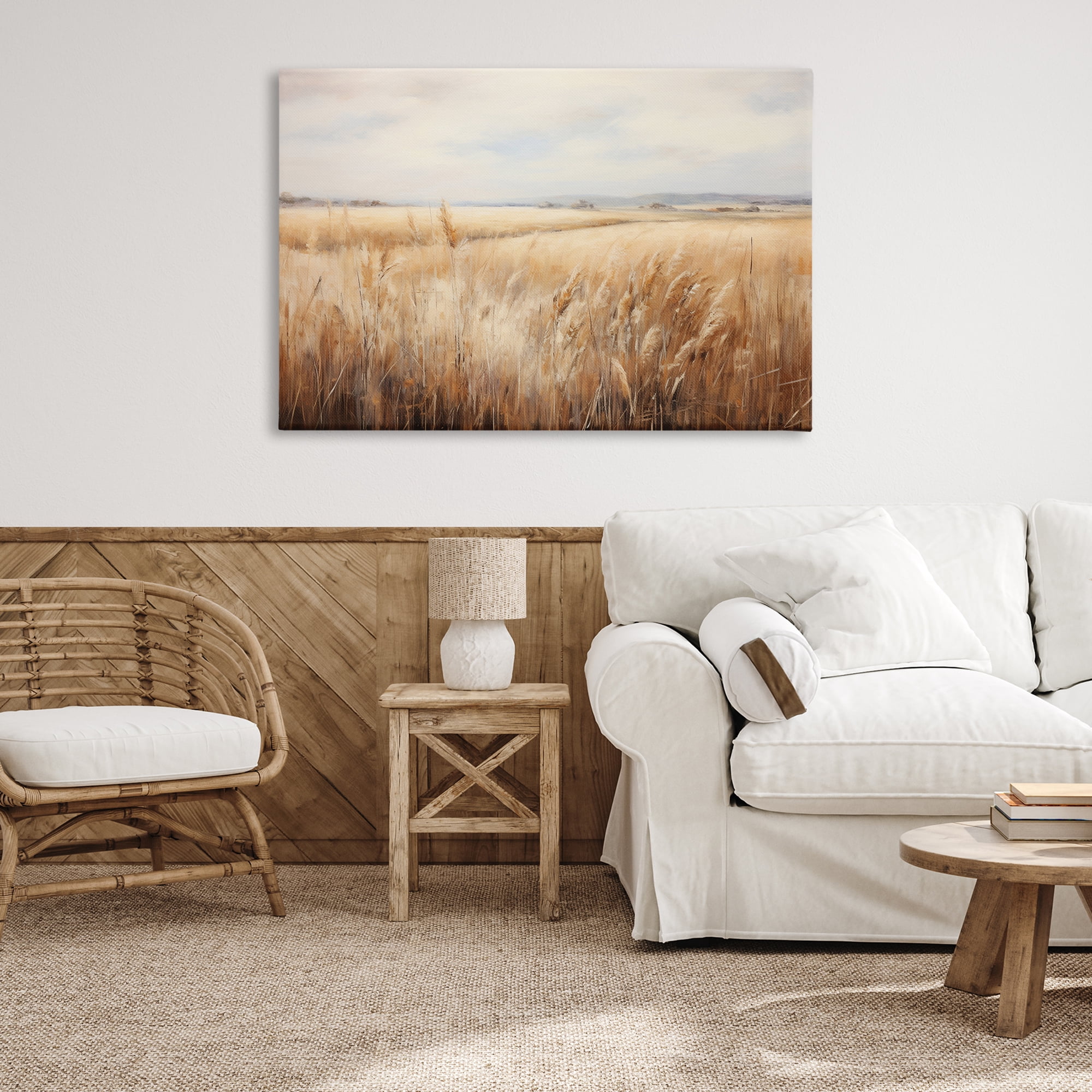 Stupell Industries Vast Wheat Field Landscape & Nature Painting Wrapped Canvas Art Print Wall Art, 45 x 30