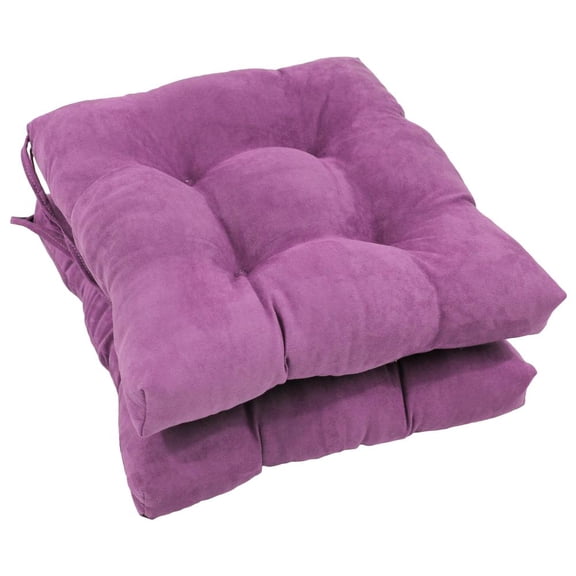 Blazing Needles  16 in. Solid Microsuede Square Tufted Chair Cushions, Ultra Violet - Set of 2