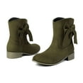 thumbnail image 4 of Bnwani Women Boots New Winter Fashion Low-Heel Thick Ankle Versatile Casual Solid Boot Green Size 7, 4 of 6