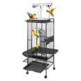 thumbnail image 6 of Wliqien 61" Extra Large Bird Cage, Corner Wide Parrot Cage, Large Wrought Iron Rolling Bird Cage with 360 Degree Wheels for African Grey Parrots, Macaw Rooftop Play & Lock Protection, 6 of 7