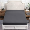 thumbnail image 5 of PURE ERA Jersey Knit 100% Cotton Fitted Bottom Sheet Queen Size Deep Pocket up to 15" to 20" Ultra Soft Breathable(Heathered Charcoal Gray), 5 of 6