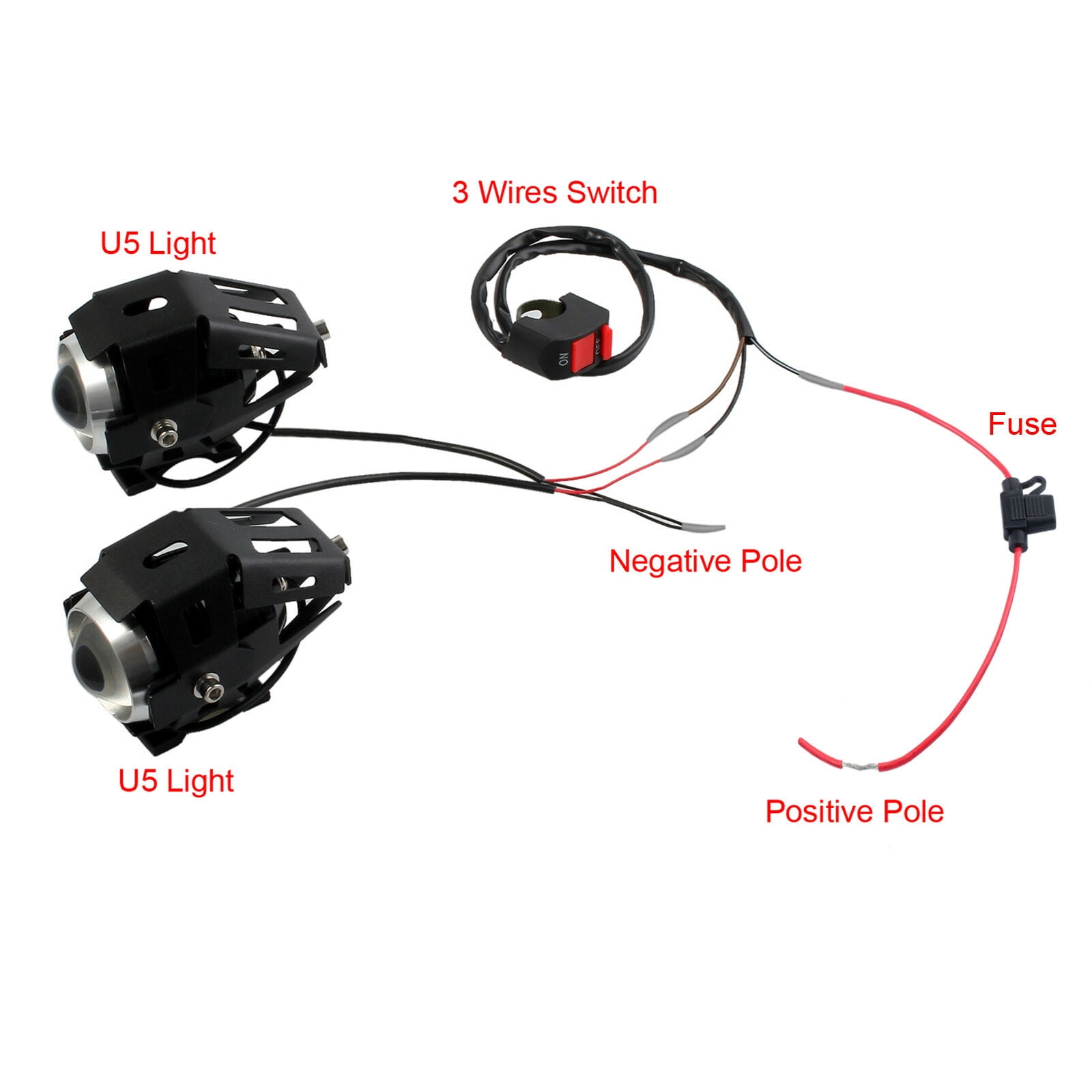 125W U5 Motorcycle LED Headlight Driving Fog Lights Spot Lamps High Quality 