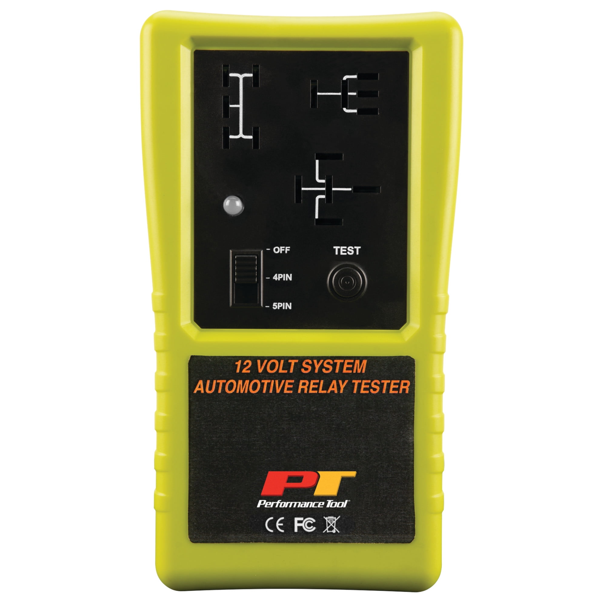Performance Tool 3009 Compact Cordless Automotive Relay Tester for 12-Volt 4- and 5-Pin Relays, Green