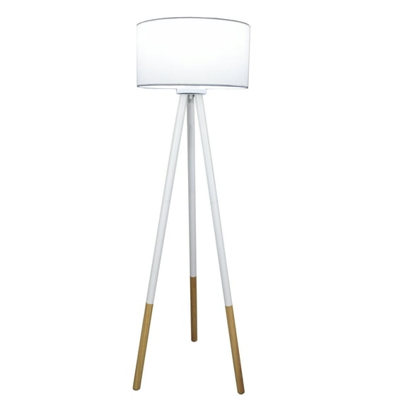 Light Accents Tripod Floor Lamp with Wood and Metal Base and Linen ... Light Accents Tripod Floor Lamp with Wood and Metal Base and Linen ...