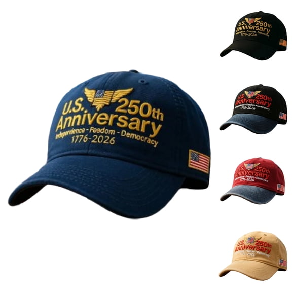 Youpwaven 250th Anniversary USA Embroidered Baseball Cap, 250 Years US 1776-2026 Patriotic Hat, Independence Gifts for Men Women