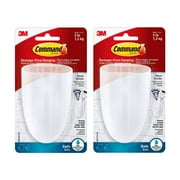 Command Bath Razor Holder Toothbrush Holder Damage Free Adhesive Plastic Frosted Clear, 2-Pack