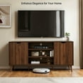 thumbnail image 2 of Subrtex Mid-Century Modern TV Stand Entertainment Center for TVs up to 60", Walnut Finish Wooden TV Media Console with Sliding Doors & Adjustable Storage Shelves for Living Room & Bedroom, 2 of 7