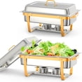 thumbnail image 1 of Ourlova 2 Paquets Ensemble de Buffet à Réchaud 8 Qt en Acier Inoxydable Réchauds et Réchauds Ensembles de Serveurs Alimentaires avec Cadre Pliant, 1 of 7