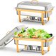 thumbnail image 1 of 2-pack 8qt stainless steel chafing dish buffet set con folding frame - ideal para food warmers y servers, 1 of 7