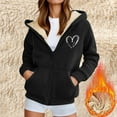 thumbnail image 2 of vigerakr Women's Solid Color Casual Full Zip Up Sherpa Lined Hoodie Sweatshirt Warm Jacket Coats (Black, M), 2 of 7