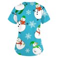 thumbnail image 3 of Puntoco Moda para mujer Camisetas de manga corta con cuello en V Uniforme de trabajo Estampado de Navidad con tops de blusa de bolsillo Puntoco Puntoco-1873, 3 of 4