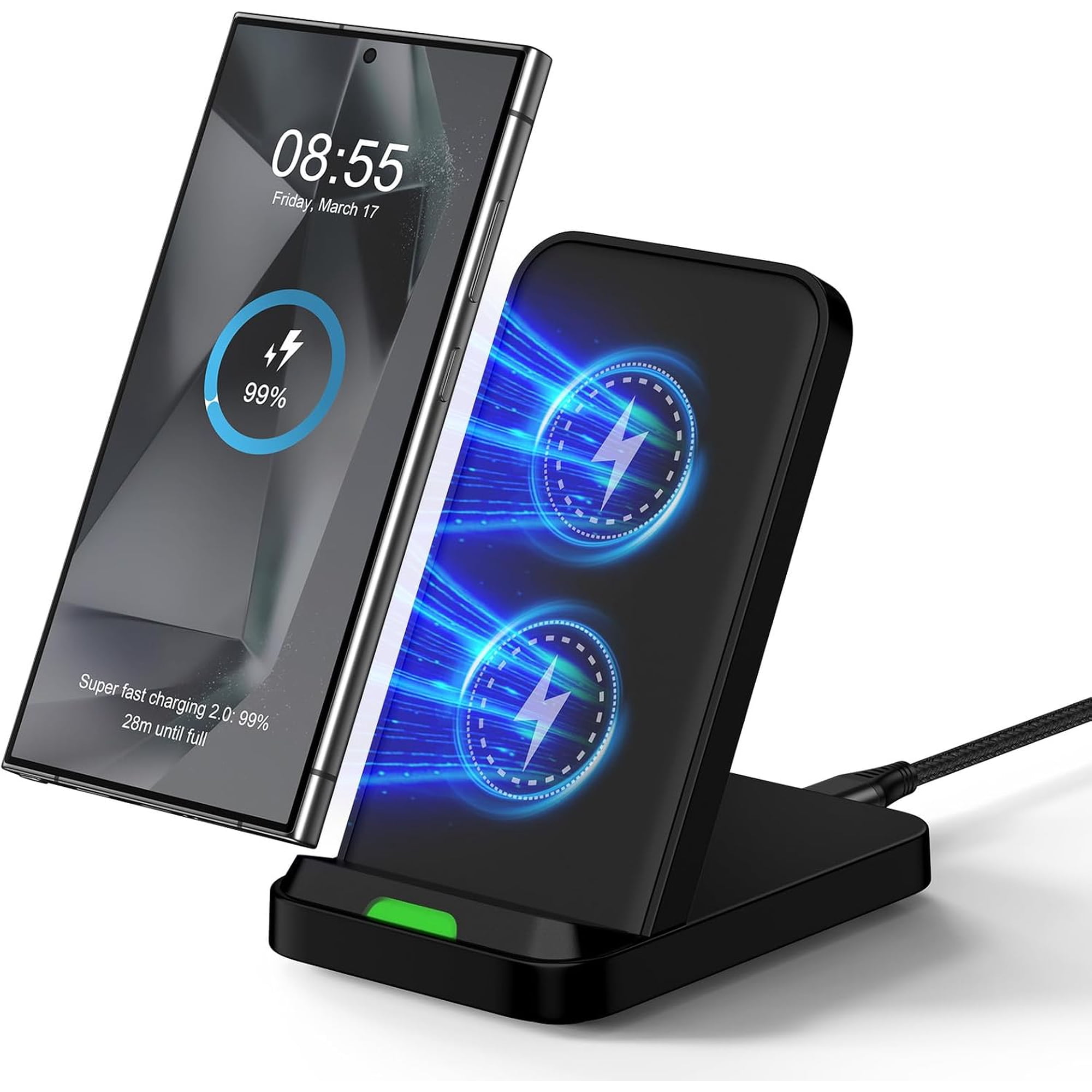 for Samsung Wireless Charging Station 15W Wireless Desk Phone Charger Stand for Samsung Galaxy S26 Ultra S26+ S25 S24 S23 S22 S21 S20 Plus iPhone 17 Pro Max 16 15 14 13 12 Pixel 10a 9a 8a 10 9 8 Pro