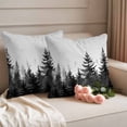thumbnail image 3 of Pack of 2 Outdoor Pillow Covers,Waterproof Black Mist Forest Throw Pillow Covers,Retro Country Watercolor Tree Scenery Decorative Pillowcases Cushion Covers Couch Pillow Sham Protector 26x26 Inch, 3 of 8