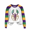 thumbnail image 3 of Xuyuer Mardi Gras Shirts for Women Carnival Fat Tuesday Shirt New Orleans Party Mardi Gras Outfit Gifts Tee Top Fashion Mardi Gras Outfits Long Sleeve Shirts Pullover Tops Daily Crewneck Blouse, 3 of 5
