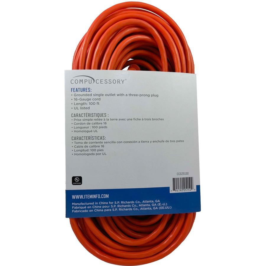 Compucessory, CCS25150, Heavy-duty Indoor/Outdoor Extsn Cord, 1, Orange