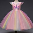 thumbnail image 4 of HAWEE Robe Licorne pour Filles Costume Licorne Concours Princesse Robe de Fête Longue Robe de Mariée pour Filles 3-12 Ans, 4 of 5