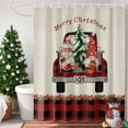 thumbnail image 4 of Merry Christmas Shower Curtains for Bathroom, Red Xmas Trucks Gnome Pine Tree Plaid Linen Waterproof Fabric Shower Curtain for Bathroom Bathtub Decoration, Machine Washable, 36"x72", 4 of 9