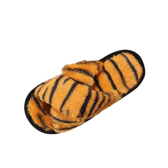 Wensltd Women Slippers Open Toe Slippers Plush Warm Soft Round Toe For Indoor Home Casual Daily Wear Yellow