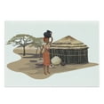 thumbnail image 1 of African Cutting Board, Native Woman Carrying a Pot Hut Tree Natural Landscape Village Illustration, Decorative Tempered Glass Cutting and Serving Board, Large Size, Multicolor, by Ambesonne, 1 of 1