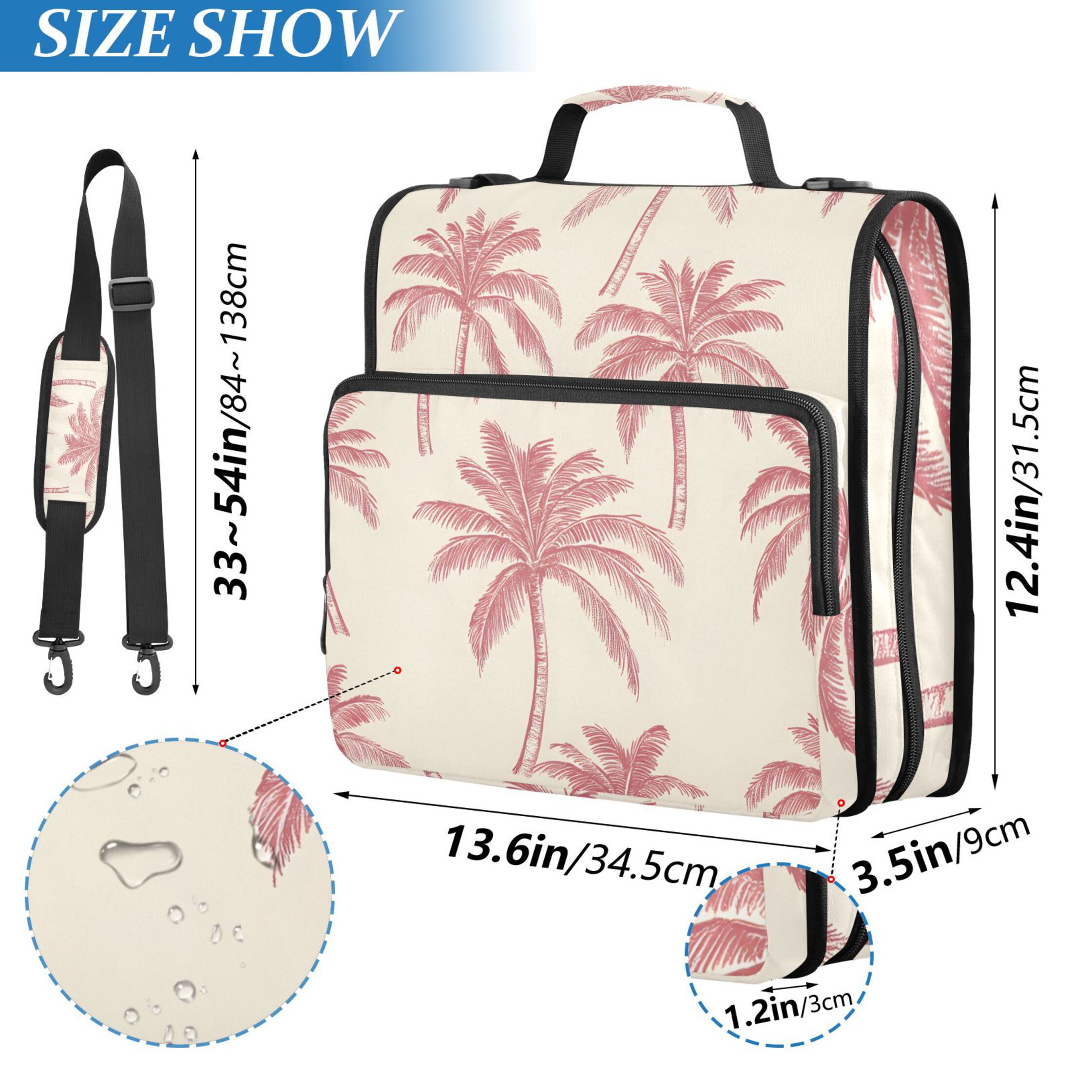 ALAZA Zipper Binder Vintage Coconut Palm Tree 3 Ring Trapper Keeper File Folder Organizer Bag
