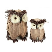 Set of 2 Modern Lodge Natural Twig and Fiber Owl Table Top Decorations 10"