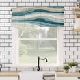 thumbnail image 4 of Teal Green Valances for Windows Beige Gradient Wave Lines Abstract Ombre Art Rod Pocket Curtain Valance Window Treatment Short Curtains for Kitchen Living Room, 58"x16", 4 of 5