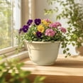 thumbnail image 5 of Voglyf 6.5 Inch Plant Pots for Indoor Outdoor,Plastic Floor Planters with Drainage Holes, Modern Round Grey Flower Pots For Succulents Vegetables Herbs House Plants Home Balcony Decor,Beige, 5 of 6