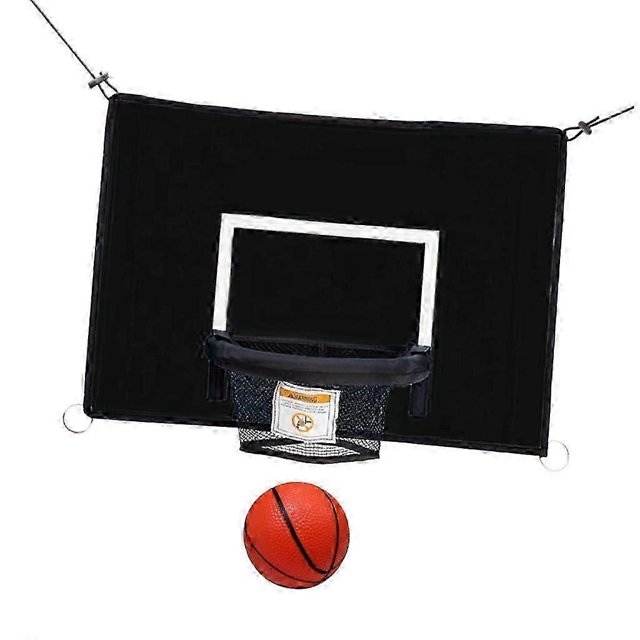 Basketball Hoop Attachment for Trampolines Universal Baseboard with Ball Adjustable Ropes for All Ages Practice Kids Backyard Outdoor Sports