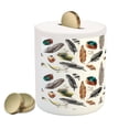 thumbnail image 2 of Feathers Piggy Bank, Arrangement of Types of Quills in Vivid Tones Grey Splashes Image Print, Ceramic Coin Bank Money Box for Cash Saving, 3.6" X 3.2", Multicolor, by Ambesonne, 2 of 4