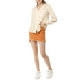 thumbnail image 3 of INSPIRE CHIC Women's 1950s Vintage Long Sleeve Printed Button Down Tops XL Beige, 3 of 8