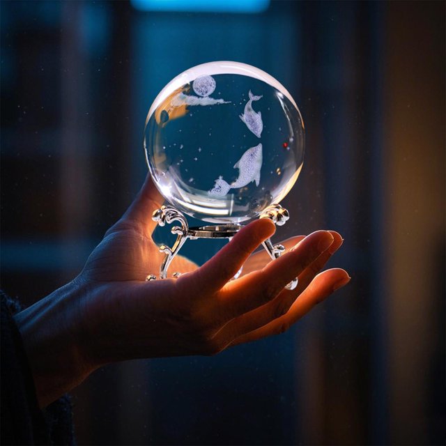 weibbin Engraved Decorative Crystal Sphere Decorative Quartz Glass Ball, Model Astronomy Sphere, Paperweight Crystal Display Sculpture Home Decor Crafts for Kids Friends