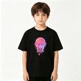thumbnail image 2 of Neon Dripping Basketball Hoop Boys Graphic Tee, Cool Cyberpunk Sports 100% Cotton Kids Short Sleeve T-Shirt 4-13Y, 2 of 5
