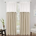 thumbnail image 5 of Alishomtll Linen Curtains Farmhouse Boho Button Light Filtering Window Drapes For Living Room Bedroom,Rod Pocket,84"L x 52"W, 2 Panel,Linen White, 5 of 10