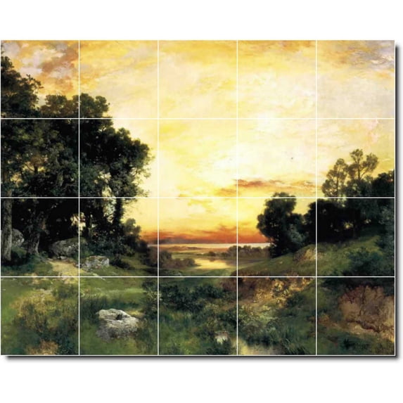 Ceramic Tile Mural-Thomas Moran Landscapes Painting 572. 40" w x 32" h using (20) 8 x 8 ceramic tiles