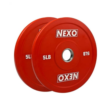 NEXO 5LB Red Rubber Bumper Plate Pair - Premium Matte Finish 2x 5LB Weight Plates