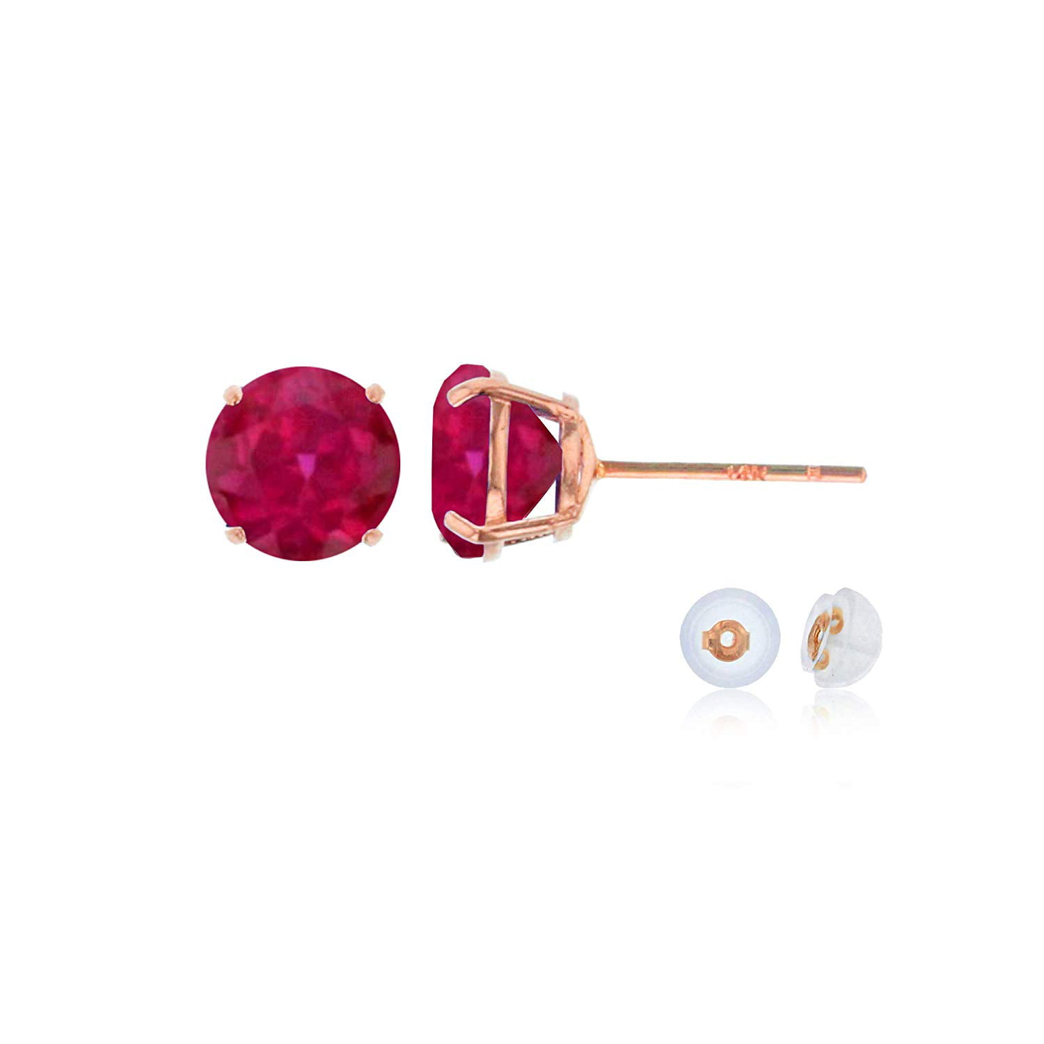 14k Solid Yellow Gold 6mm Round Birthstone Stud Earrings with Screw Back