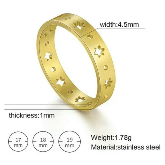 Wome's Ring Hollow Pentagram Stars Stainless Steel Rings Jewelry Gifts