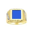 thumbnail image 1 of RYLOS Men's Rings 14K Yellow Gold Designer Ring With Diamonds and Blue Quartz Rings For Men Size 13, 1 of 6