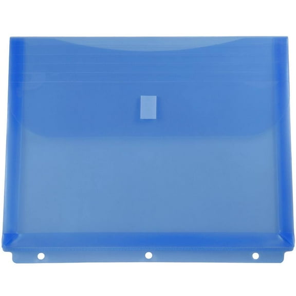 JAM Paper Plastic 3 Hole Punch Envelopes, 9 1/2 x 11 1/2, Blue, 12/Pack