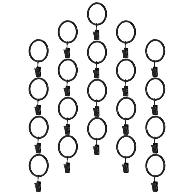 Anillo para colgar con clip para barra de cortina (níquel blanco) (4,0 mm × 38 mm de diámetro), 20 piezas de ganchos para anillos de poste para clips de cortina de puerta de hierro