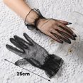 thumbnail image 6 of HEVIRGO Women Wedding Gloves See-through Ultrathin Shirring Ruffle Lace Full Fingers Prom Ball Cocktail Stage Performance Bride Gloves, 6 of 8