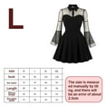 thumbnail image 2 of Women's Keyhole Mesh Bell Long Sleeves Gothic Cocktail Vintage Dress, 2023 Spring Dress,black,L, 2 of 6
