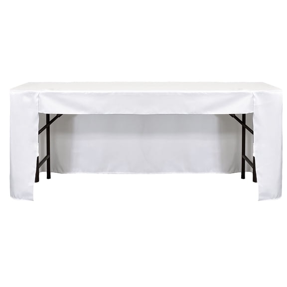 6 Ft x 30 Inches Fitted Polyester Rectangular Tablecloth Open Back White