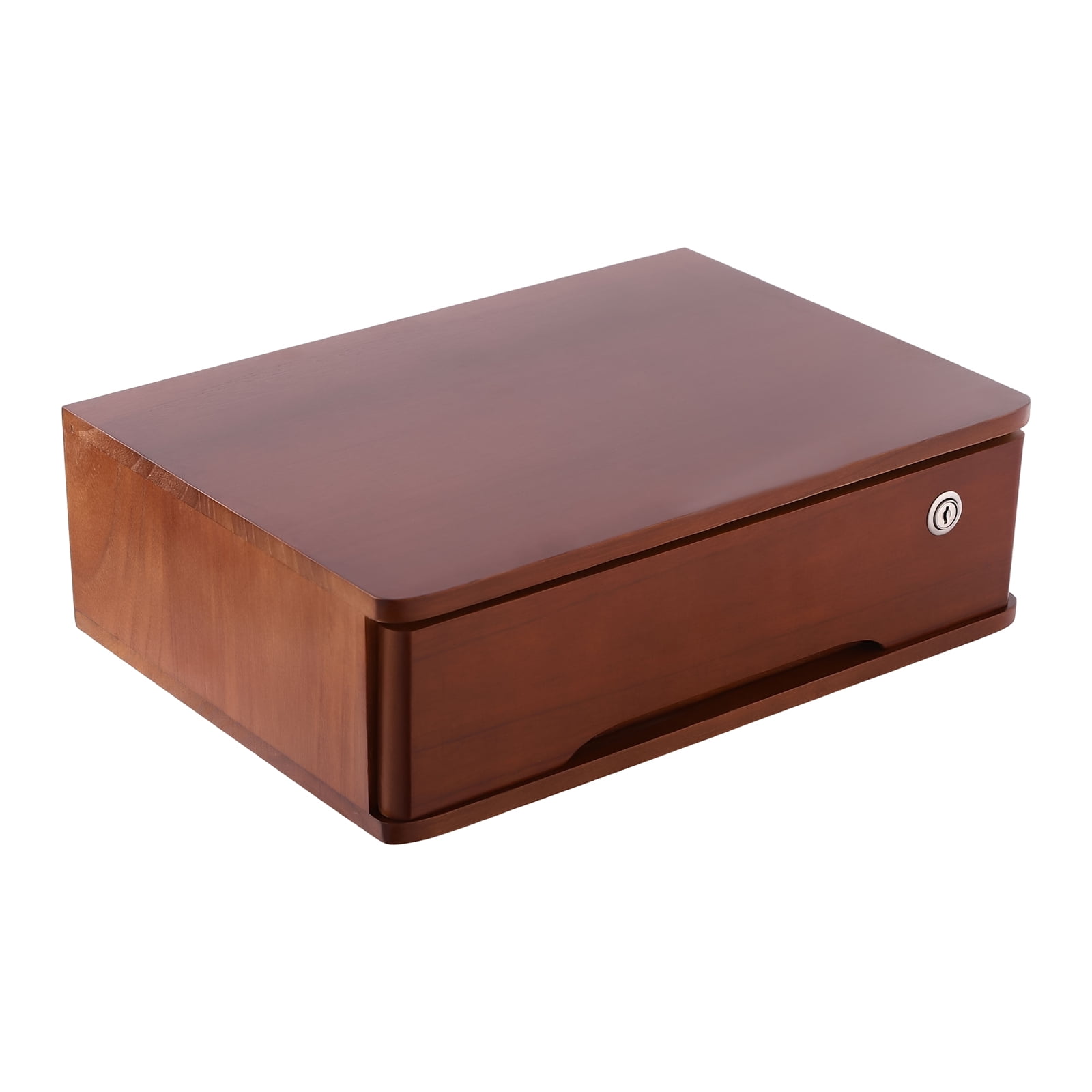 Multifunctional Desktop Storage Box with Lockable Drawer Stand Desktop Desktop Organizer Office Supplies Drawer Organizer (Walnut Color)